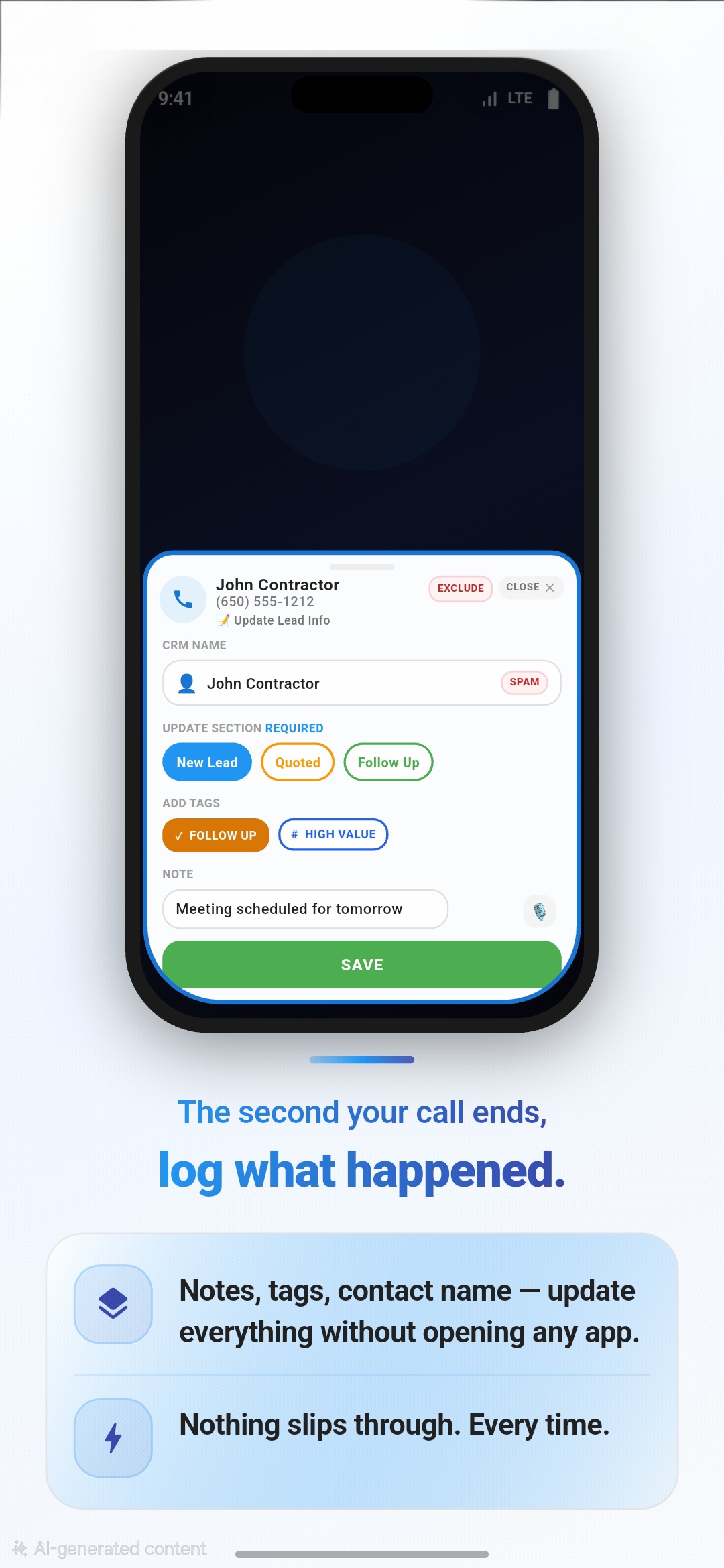 CallNoty contact context screenshot